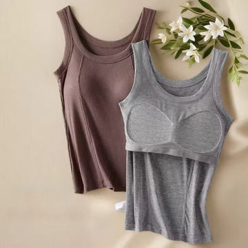 SerninTop - 2-in-1 Cotton Tank Tops with Built-In Bra